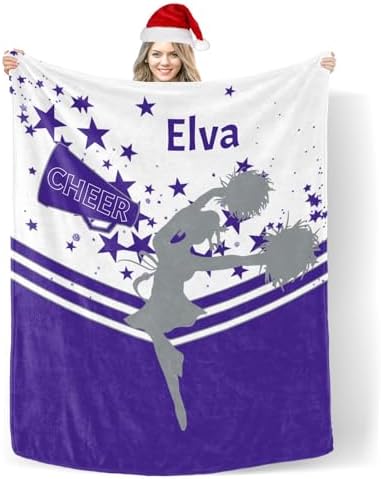 Custom Blanket with Name Cheer Star Purple Swaddling Blanket 30x40inch