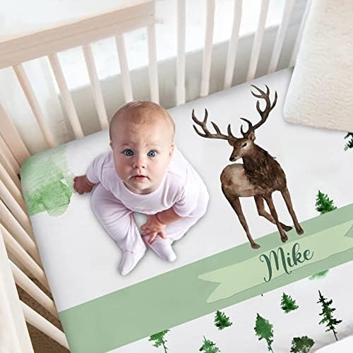 Personalized Woodland Deer Crib Sheets Set with Name