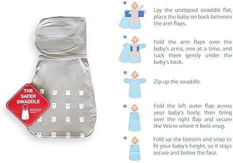 Bebon Safer Swaddle - Safety Snaps Adjustable Length 100 Cotton