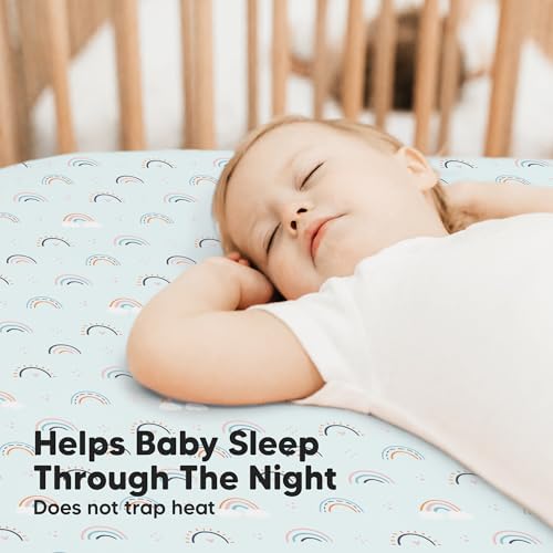 KeaBabies 2-Pack Crib Sheets - Jolly Rainbow 52x28 Soft Breathable