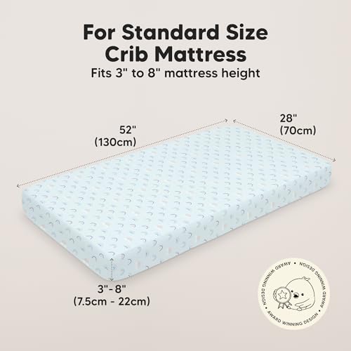 KeaBabies 2-Pack Crib Sheets - Jolly Rainbow 52x28 Soft Breathable