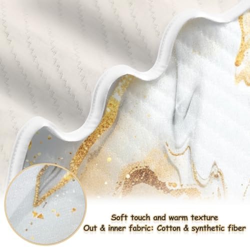 Elegant Marble Grey Gold Baby Swaddle Blanket