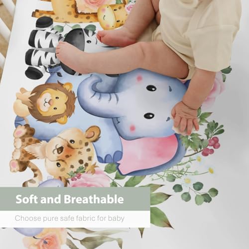 ZoUbqchY Jungle Safari Crib Sheets for Boy Girl 52x28