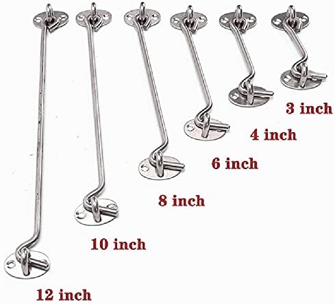 SHAUNI Hook and Eye Latch Gate Bolt - Black 6 Inch Heavy Duty