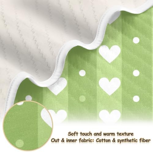 Sanluoli Baby Blanket 30x40in Hearts and Stripes Lime Green