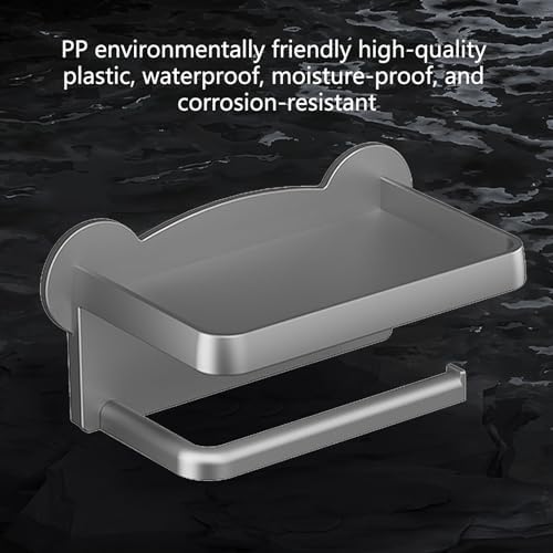 Toilet Paper Holder with Phone Shelf - No Drilling Wall Mount Modern Design