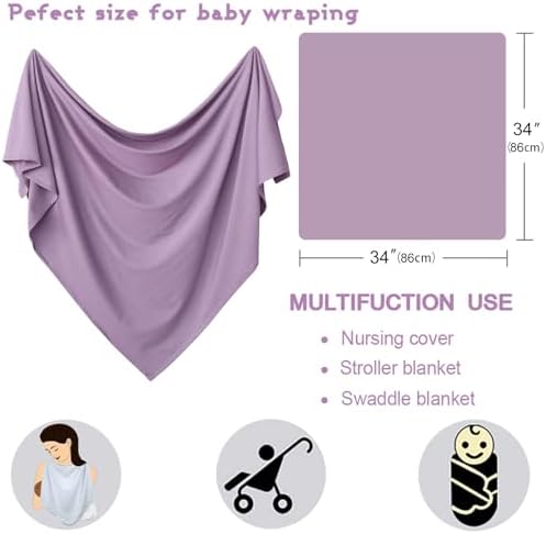 OWLOWLA 2Pack Newborn Swaddle Blanket with Hat Set for Baby