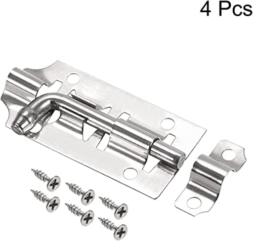 SHAUNI 4pcs Stainless Steel Slide Bolt Door Lock