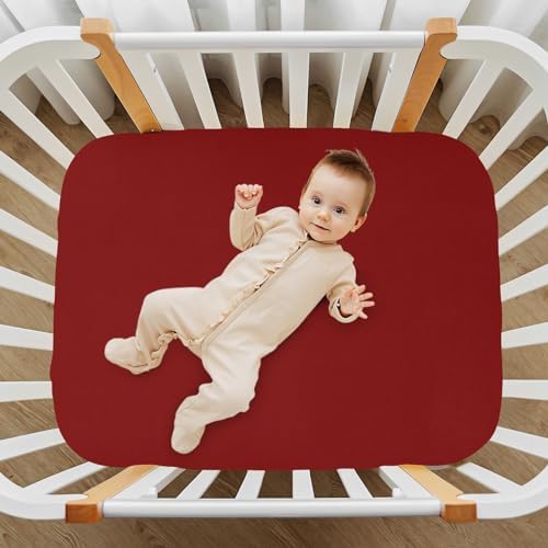 KEIGE Maroon Crib Sheet for Baby Bedding