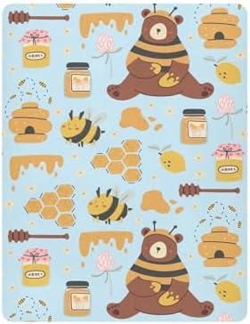 KICPOAY Fitted Crib Sheets with Bees and Bear Pattern