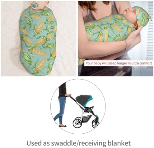 Muishi Baby Corn Swaddle Blanket Hat Set