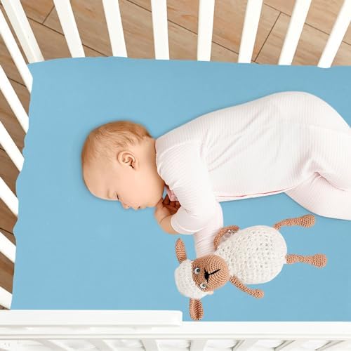 KEIGE Sky Blue 02 Fitted Crib Sheet for Baby Bed