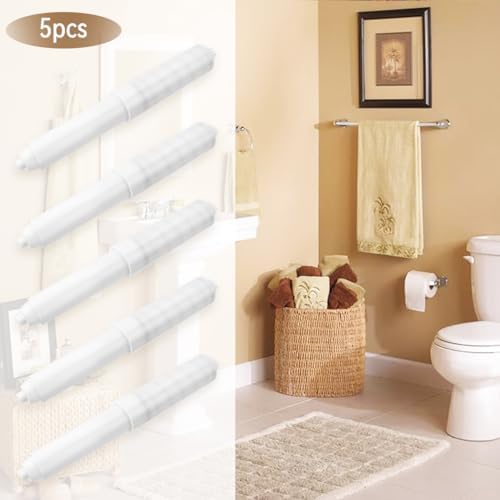 5 Pack Spring Loaded Toilet Paper Holder Replacement Rods White