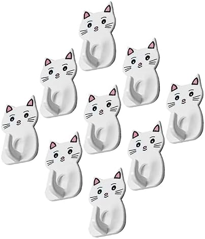 9pcs Adorable Cat Wall Hooks for Bathroom Towel Storage