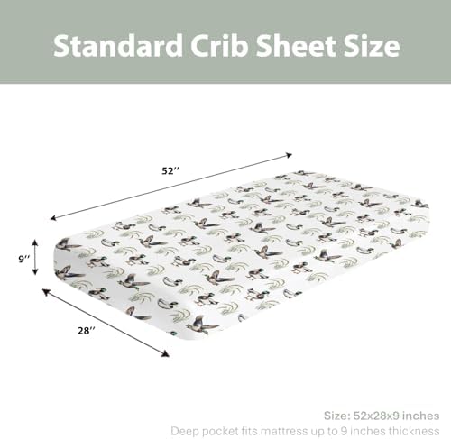 Watercolor Mallard Duck Crib Sheets 52x28Inch