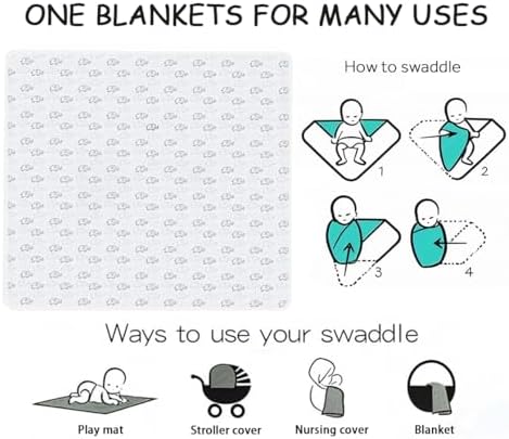 VigorSpring Newborn Swaddle Set with Hat and Bibs 5 Pack