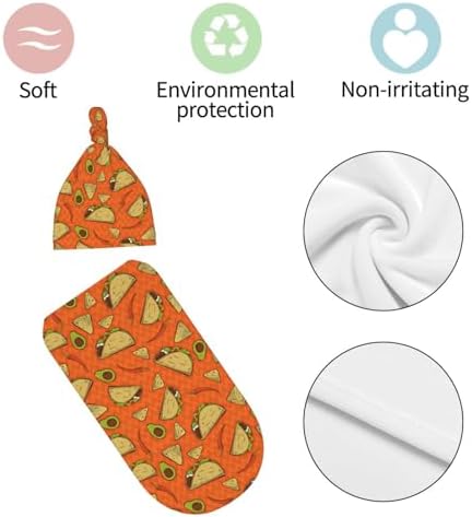 Lcokin Burrito Tortilla Taco Swaddle Blanket with Hat Set