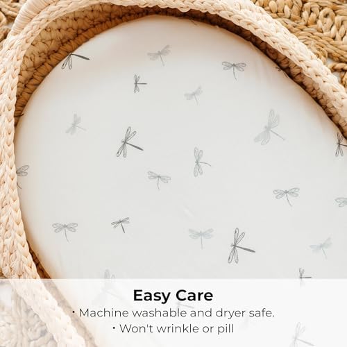 Elys Co Bassinet Sheets 2 Pack Blue Dragonflies Stripes