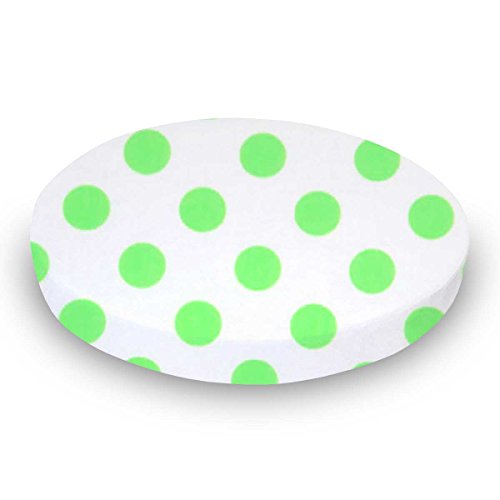 SheetWorld Fitted 100 Cotton Crib Sheet Neon Green Polka Dots