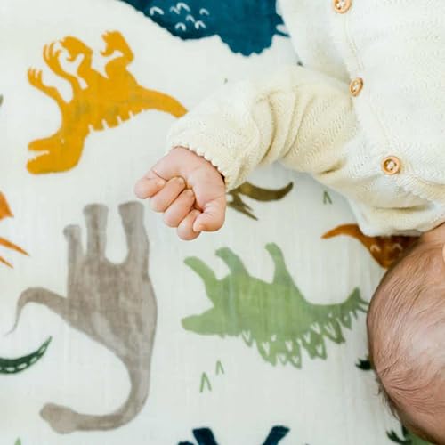 Little Unicorn Premium Crib Sheet Set Dino Friends Pattern
