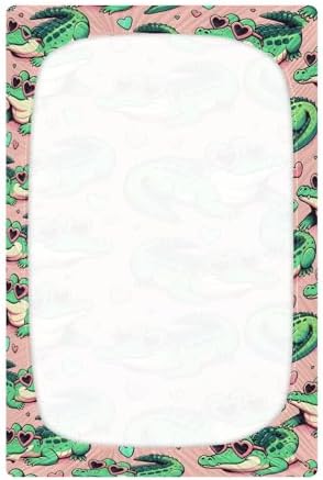 ALAZA Alligator Crocodile Pink Crib Sheets Soft Fitted for Babies