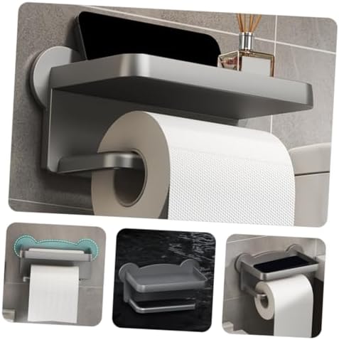 TEHAUX Wall Mount Toilet Paper Holder Double Design No Drill Installation