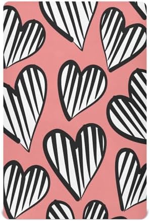 KICPOAY Heart Striped Valentine Crib Sheets for Baby