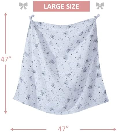 Little Grape Land Muslin Swaddle Blankets 47x47 3 Pack StarsGrey