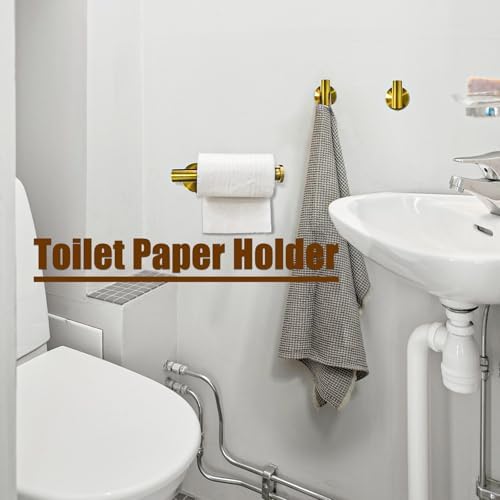 AttoShow 5PCS Brushed Gold Towel Bar Set