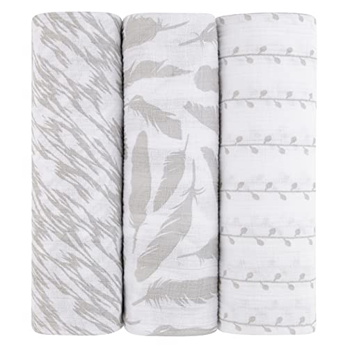 Elys Co Muslin Swaddle Blanket 3 Pack Classic Grey 1