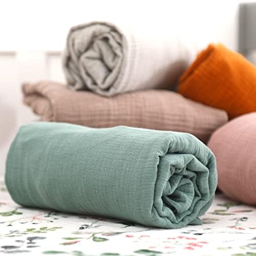 GRSSDER 100 Cotton Muslin Crib Sheets 2 Pack