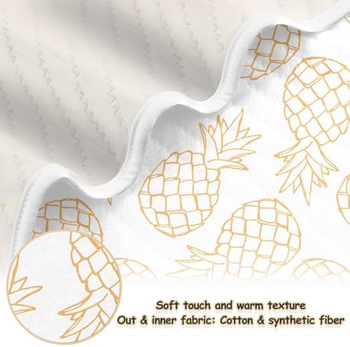 KICPOAY White Elegant Pineapple Baby Swaddle Blanket