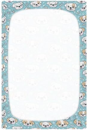 Cute Dog Puppy Bone Fitted Crib Sheet for Baby Bed
