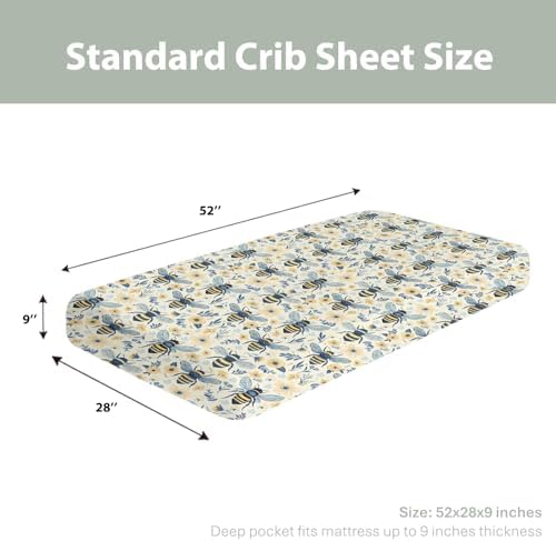 Vintage Bees Wildflowers Crib Sheets 52x28 1