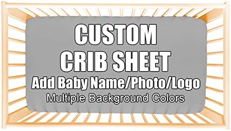 AMAPARK Custom Fitted Crib Sheet with Name Photo Logo 1