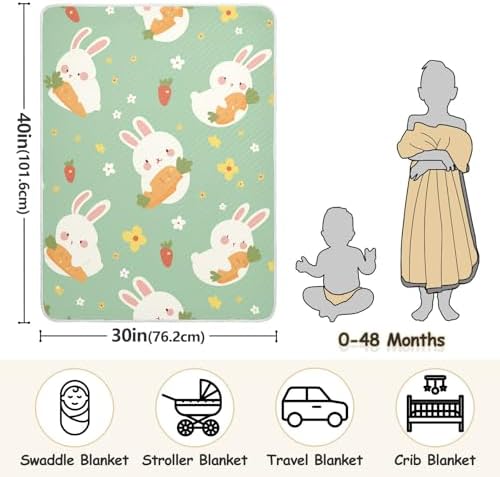Baby Breathable Blanket with Cute Rabbit Design 30x40in