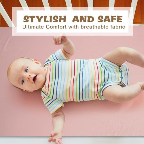 Newwiee 3 Pcs Muslin Crib Sheets Neutral Soft Fitted for Boys Girls