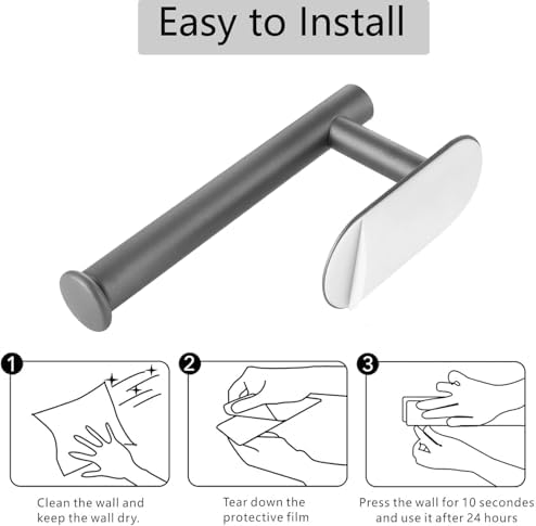 Kinbrace Self-Adhesive Stainless Steel Toilet Paper Holder Modern Grey No Drilling Required