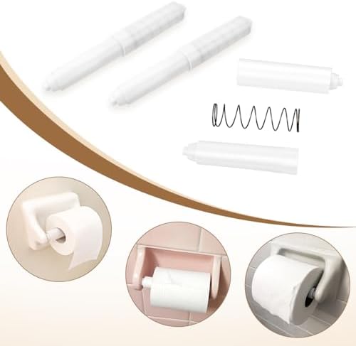 5 Pack Spring Loaded Toilet Paper Holder Replacement Rods White