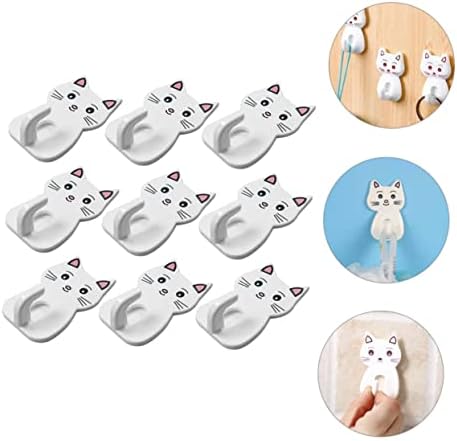 BUGUUYO 9pcs Cat Wall Hooks Bathroom Towel Organizer
