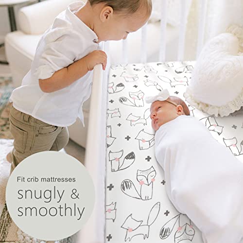 GRSSDER Ultra Soft Stretchy Crib Sheets 2 Pack