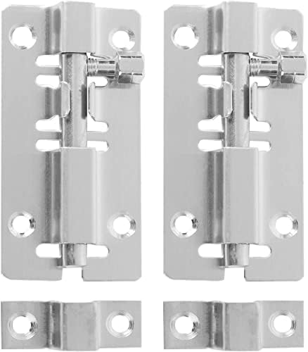 VOIV 2PC Door Slide Latch Lock with Brushed Nickel Finish 1
