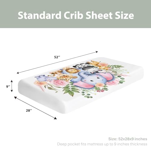 ZoUbqchY Jungle Safari Crib Sheets for Boy Girl 52x28