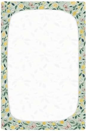 KEIGE Lemon Butterfly Crib Sheet for Baby Bed