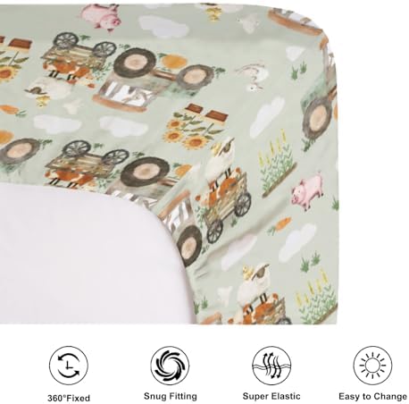 KASTLEE Farm Animals Crib Sheets 52x28 Inch