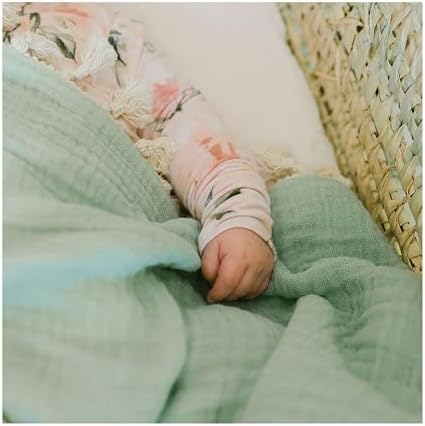Crane Baby 6 Layer Muslin Swaddle Blanket Evergreen 30 x 40