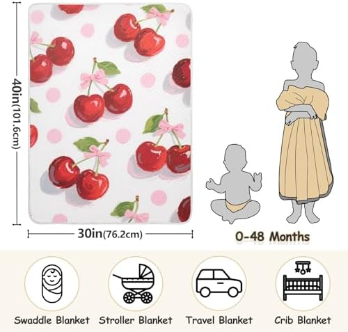 Sanluoli Waffle Blanket 30x40in Red Cherry Bow