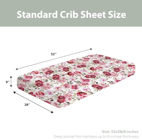 Pink Peonies Baby Crib Sheets 52x28 Inch