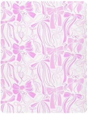 KICPOAY Fitted Crib Sheets with Pink Ribbons and Silk Bows 1
