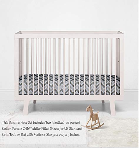Bacati 2 Pack Crib Fitted Sheets - Grey 1